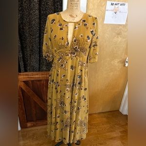 Free People Goldenrod floral boho dress size 10